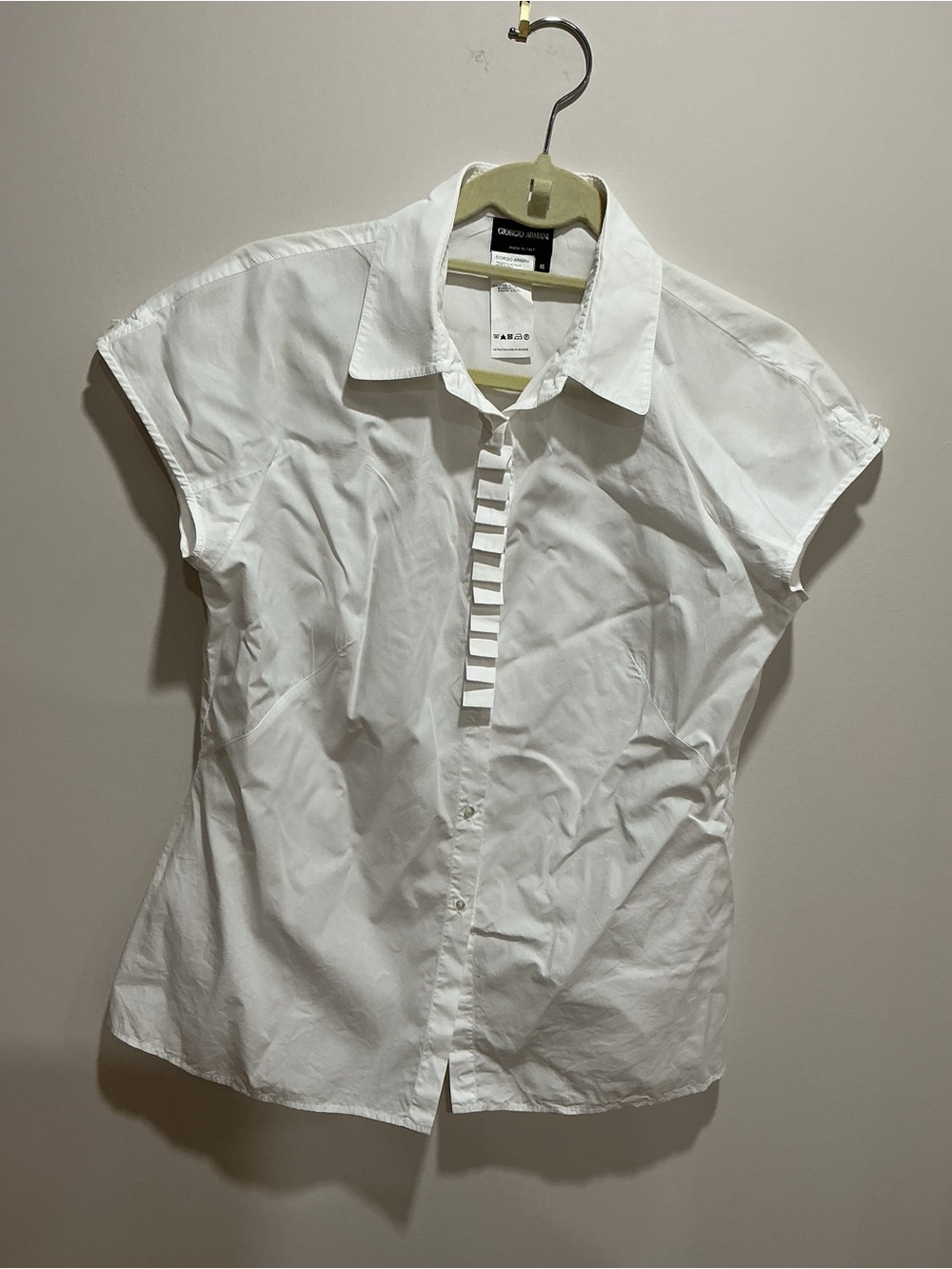 Giorgio Armani White Short-Sleeve Button-Front Shirt size 46 us 10
